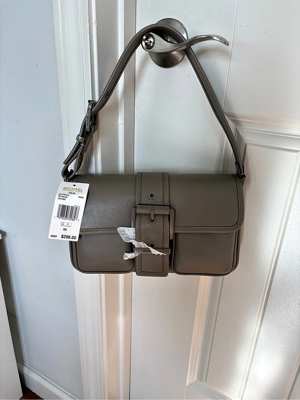 Michael Kors Colby Medium Leather Shoulder Bag Gray
